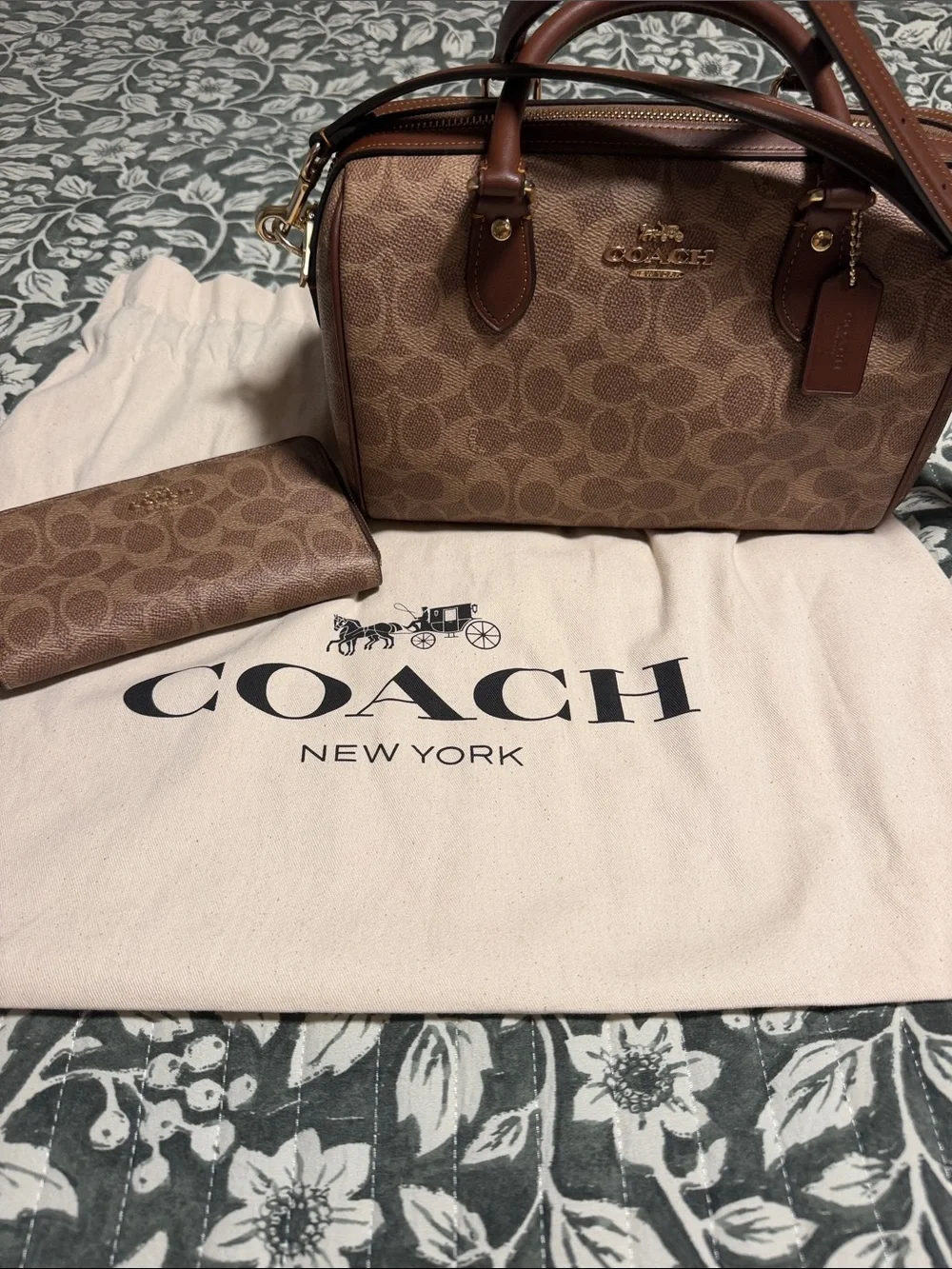 Coach Brown Monogram Satchel with Matching Wallet/ Dust bag